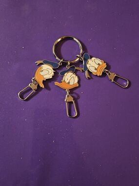 Vintage Disney 3 Faces Of Donald Duck Keychain